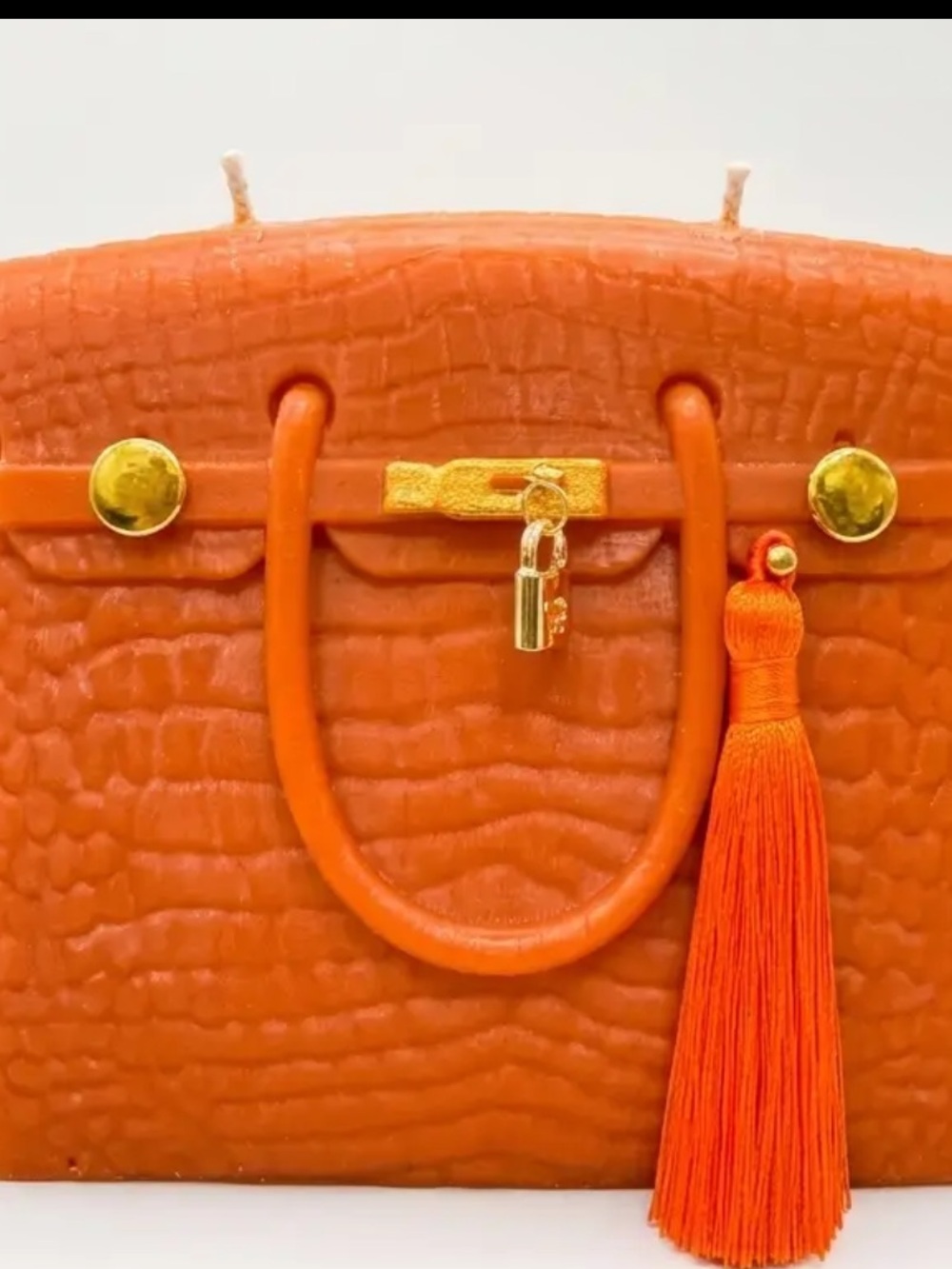 Orange Handbag-Shaped Decorative Candle with Tassel
